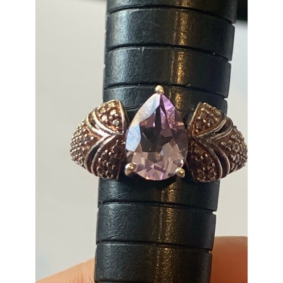 Amethyst rose gold vermeil teardrop ring size 6.25 925 - Picture 6 of 12